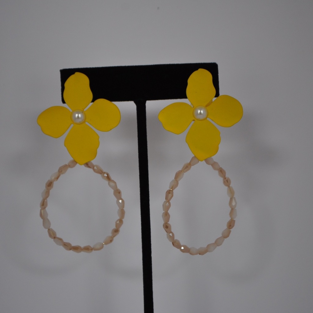 Flower Stud Earrings with Loop